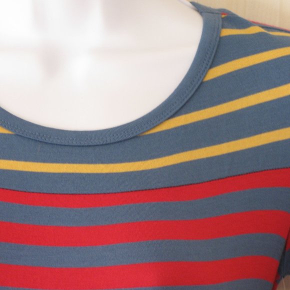 * 2/$15 LuLaRoe Julia Dress XXS 2XS NWT $35 Red with Blue Stripes Bodycon - Picture 3 of 4